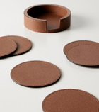 Giobagnara Set of 6 leather coasters with holder