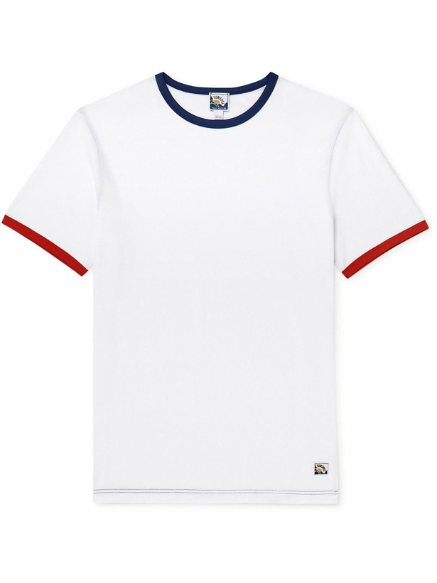 Photo: Sunspel - Paul Weller Logo-Appliquéd Contrast-Tipped Cotton-Jersey T-Shirt - White