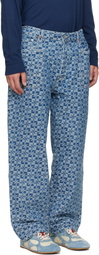 Kenzo Blue Kenzo Paris 'Kenzogram' Cargo Monkey Fit Jeans