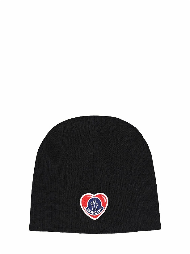 Photo: MONCLER - Heart Patch Wool Tricot Beanie Hat