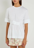 Simone Rocha Gathered Floral-appliquéd Cotton T-shirt White