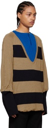 Kiko Kostadinov Navy & Beige Virgin Wool Sweater