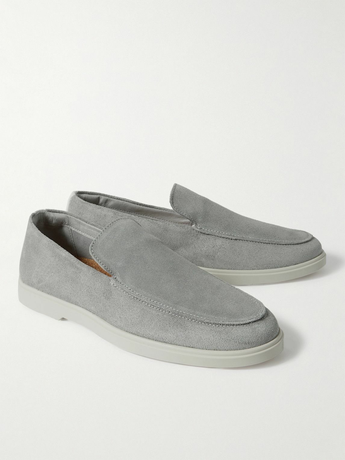 Frescobol Carioca - Miguel Leather-Trimmed Suede Loafers - Gray