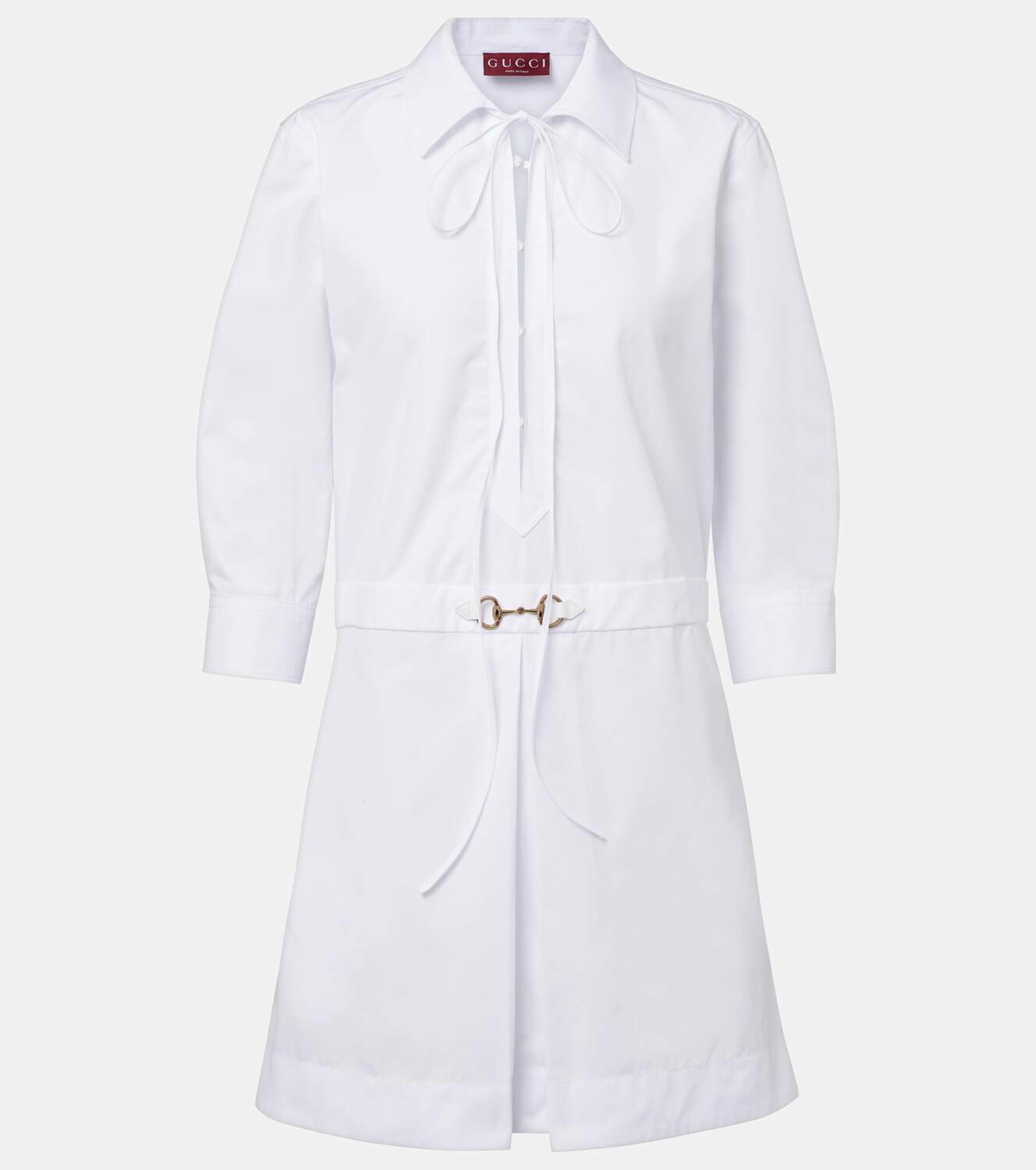 Gucci Leather-trimmed cotton minidress Gucci