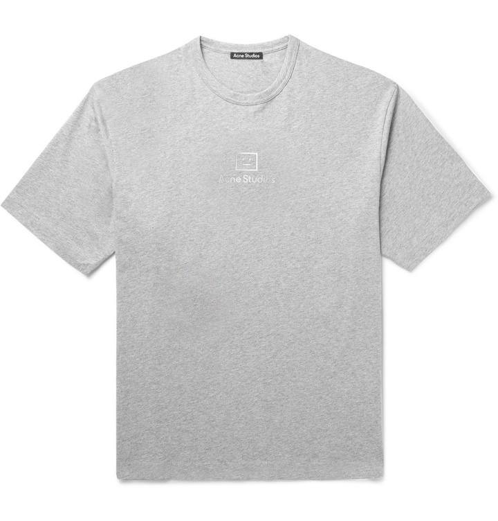 Photo: Acne Studios - Logo-Print Mélange Cotton-Jersey T-Shirt - Gray