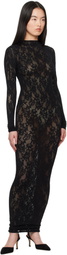 SKIMS Black Knit Lace Turtleneck Maxi Dress