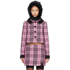Anna Sui Pink Plaid Beaded Jacket