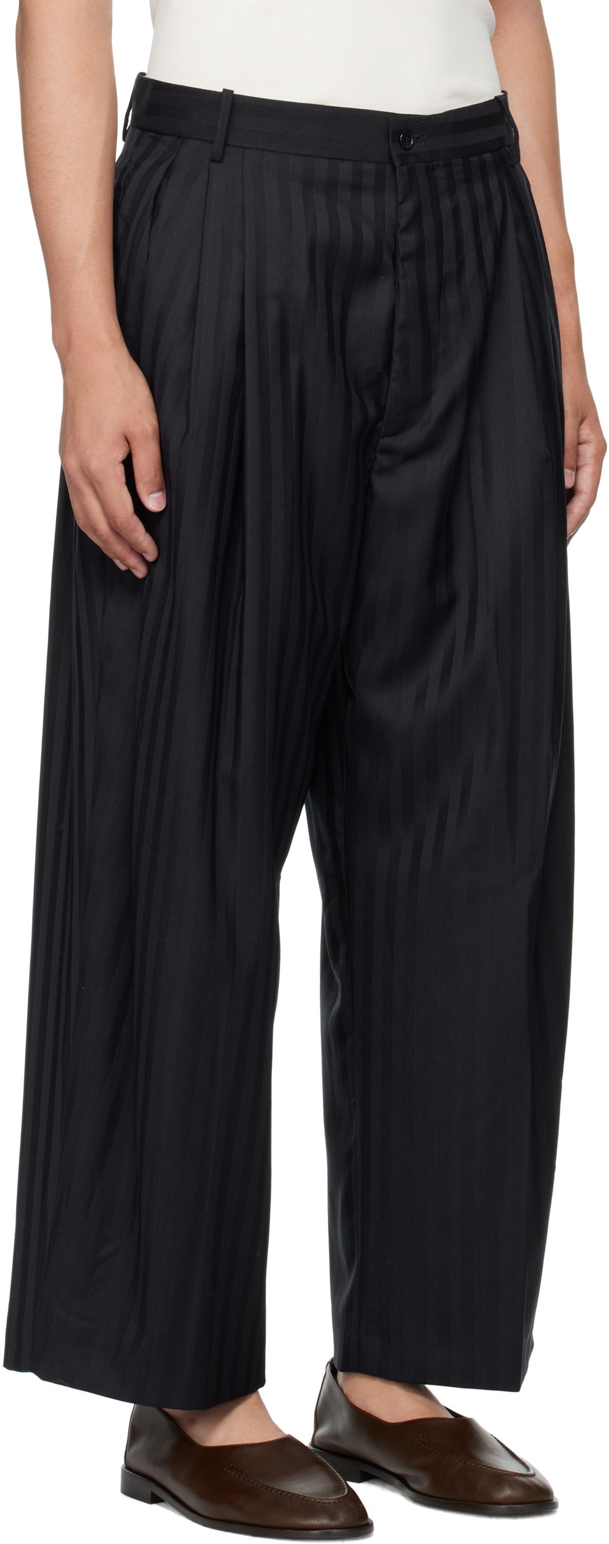 Hed Mayner Navy Wool Trousers