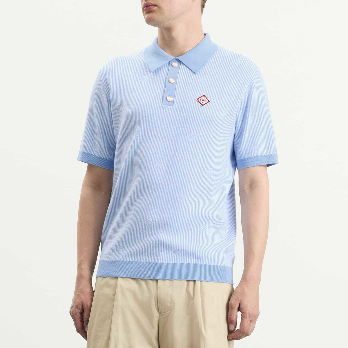 Casablanca Men's Pinstripe Polo Shirt in Blue