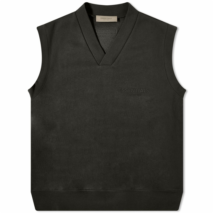 Photo: Fear of God ESSENTIALS Women's Pullover V-Neck Vest in Off-Black