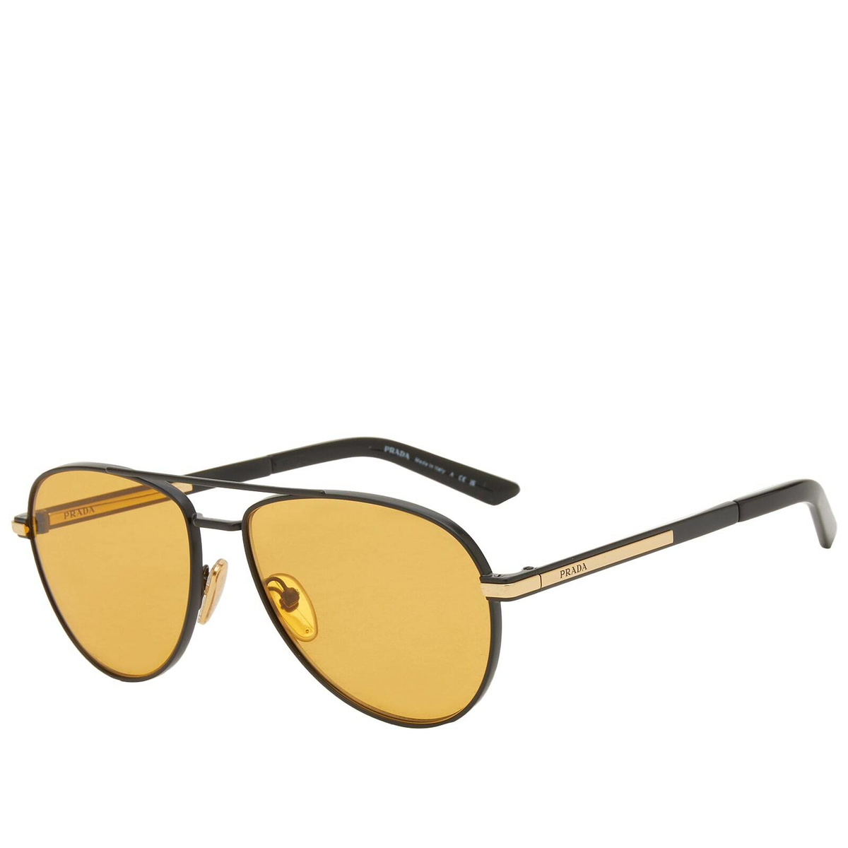 Prada Unisex Black and Yellow Aviator Sunglasses Prada Eyewear Men main image 2