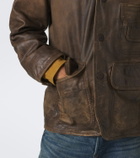 RRL Corduroy-trimmed leather jacket