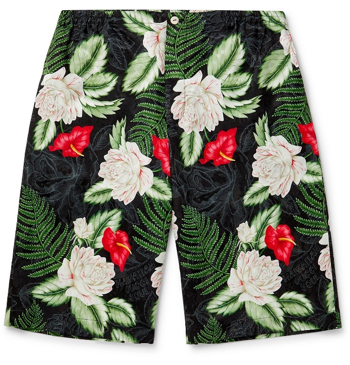 Photo: Gucci - Wide-Leg Floral-Print Satin-Jacquard Shorts - Multi