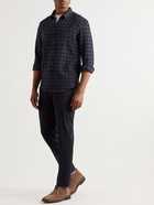 Altea - Button-Down Collar Checked Cotton-Blend Seersucker Shirt - Blue