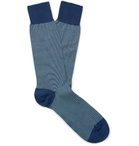 Pantherella - Seymour Striped Cotton-Blend Socks - Blue
