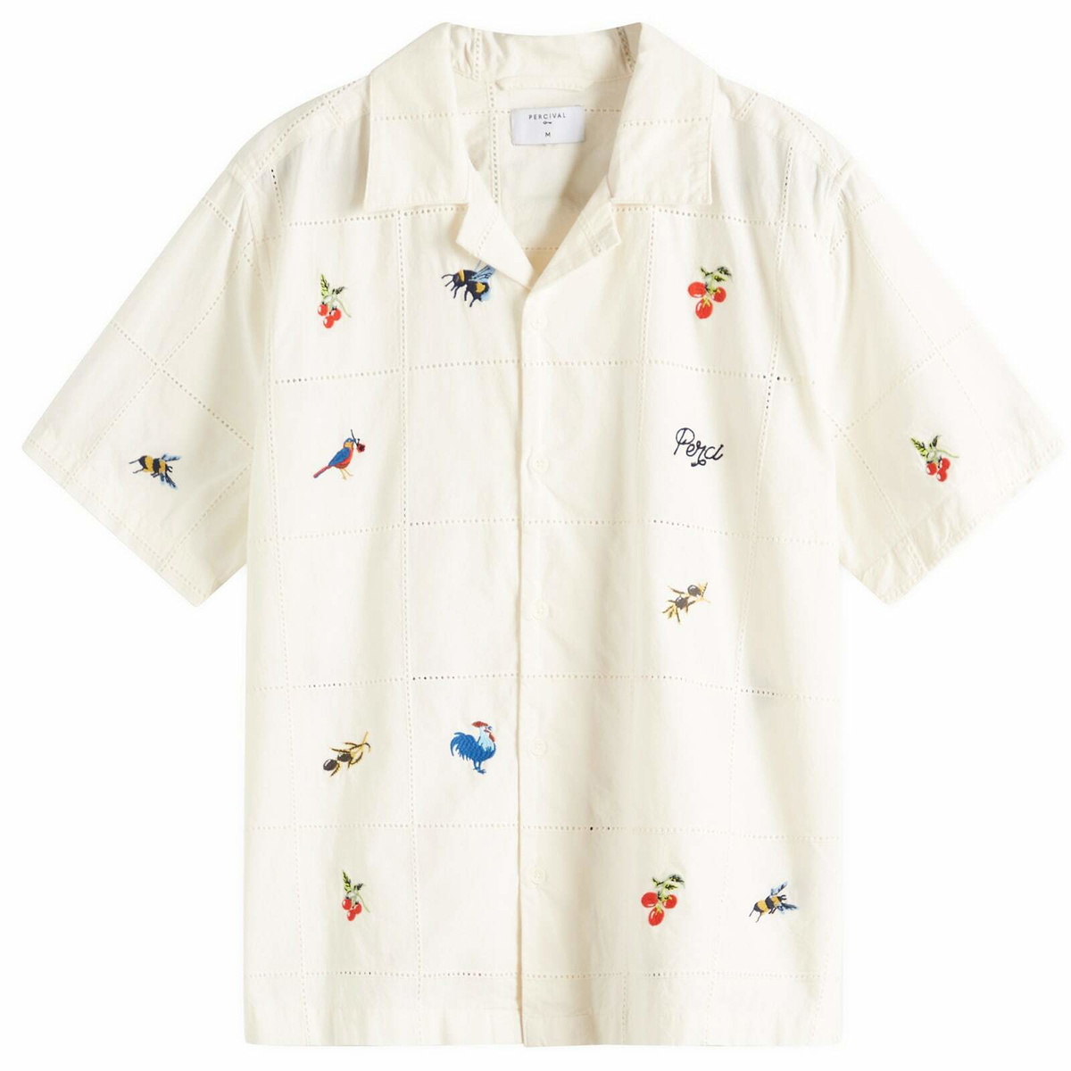 Percival Men's Olive Tapestry Shirt in Ecru