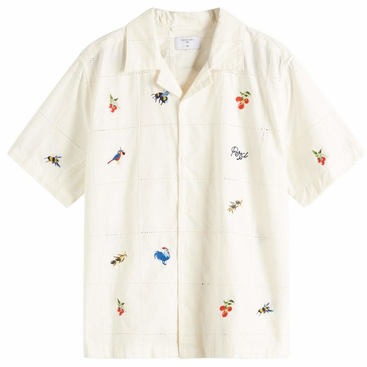 Photo: Percival Men's Olive Tapestry Shirt in Ecru