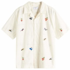 Percival Men's Olive Tapestry Shirt in Ecru
