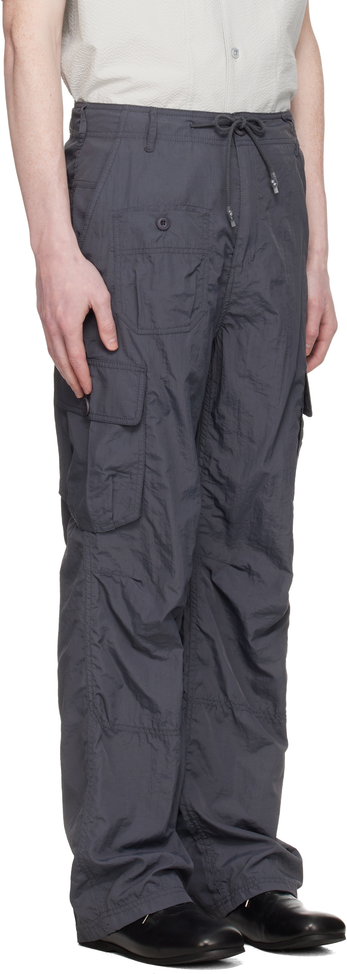 COOR Gray Multi-Pocket Stitch Pointed Cargo Pants