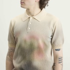 Maison Margiela Men's Knitted Cotton Polo Shirt in Ecru