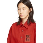 Raf Simons Red Denim Slim Fit Shirt