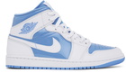 Nike Jordan White & Blue Air Jordan 1 Mid SE Sneakers