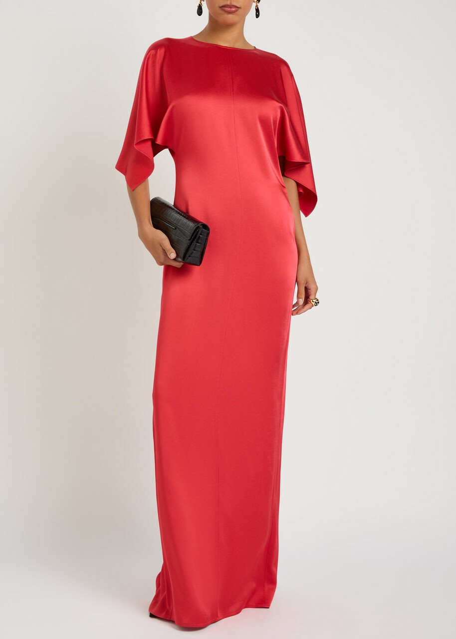 Stella Mccartney Draped Satin-crepe Maxi Dress Red