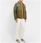 Universal Works - N1 Shawl-Collar Faux Shearling-Lined Striped Canvas Jacket - Men - Green