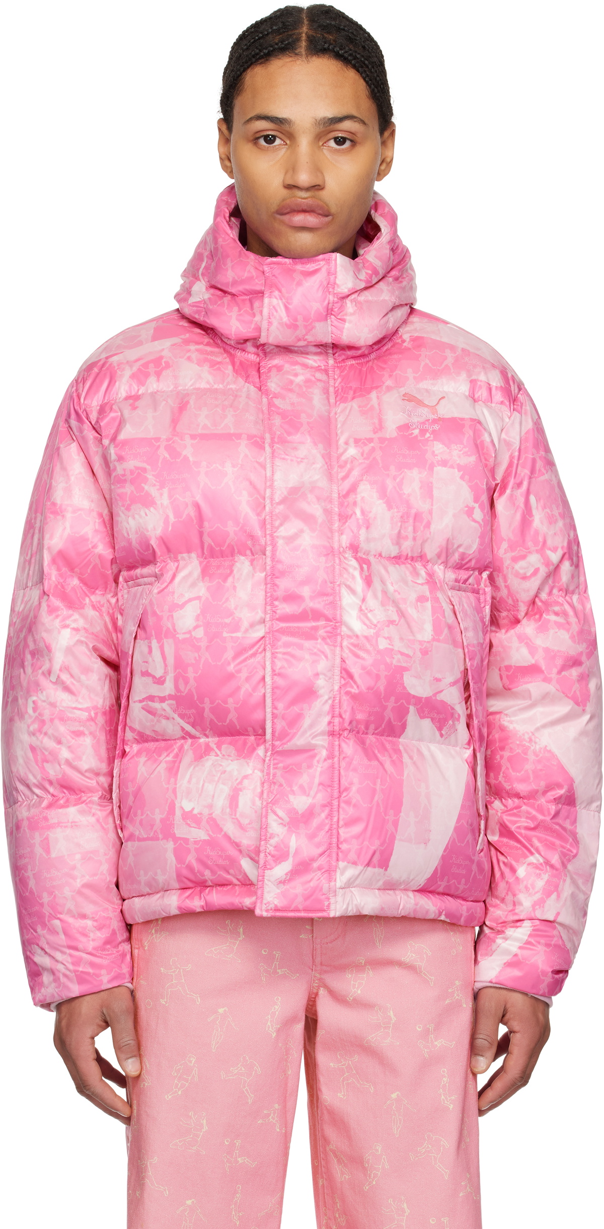 KidSuper Pink PUMA Edition MMQ AOP Puffer Jacket KidSuper
