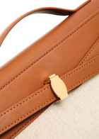 Veronica Beard Dash Leather and Canvas Clutch - Cream - One Size