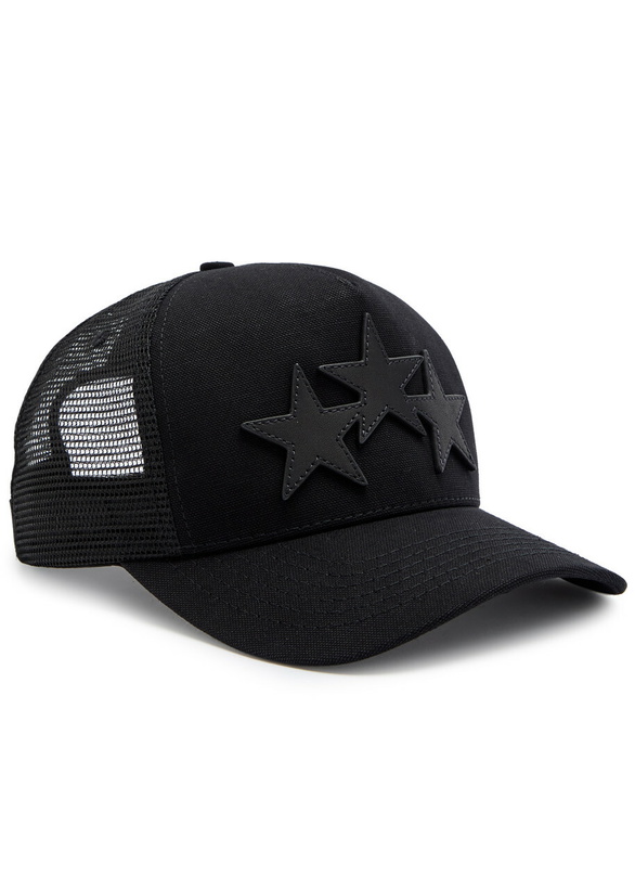 Photo: Amiri 3 Star Appliqué Canvas cap - Black - One Size