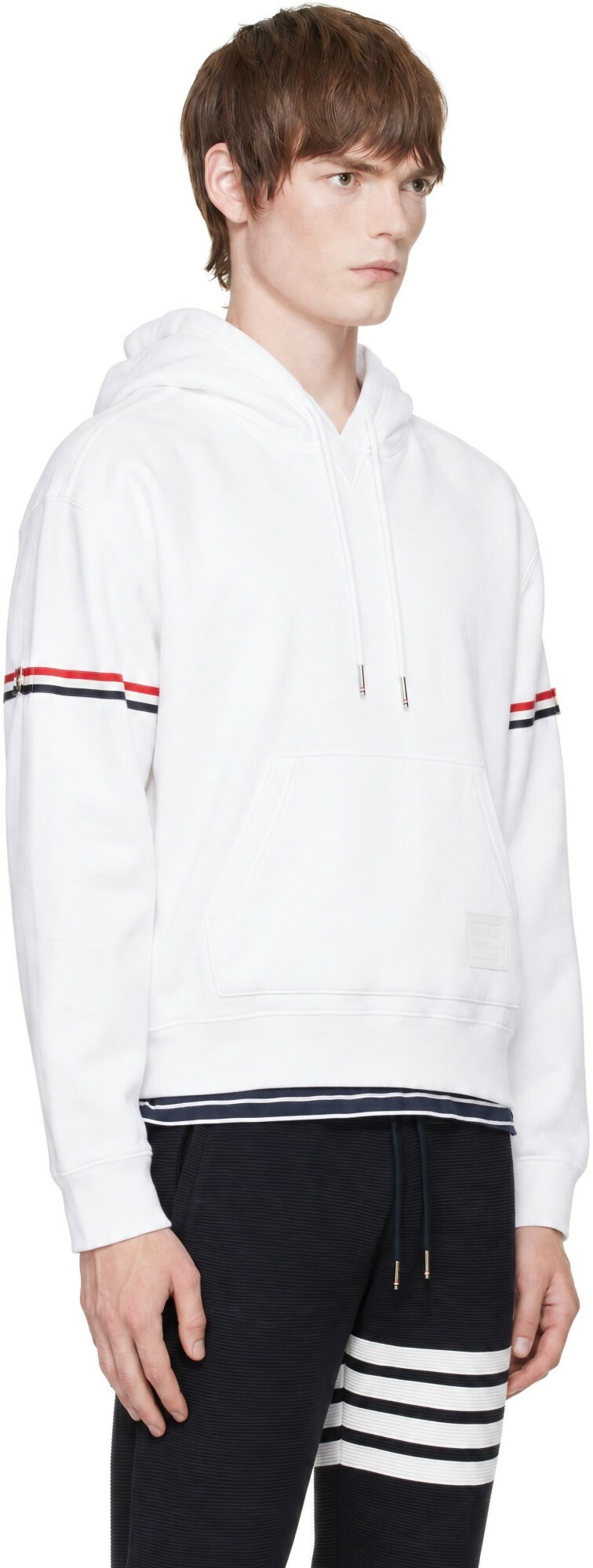 Thom Browne White Loopback Jersey Armband Oversized Hoodie