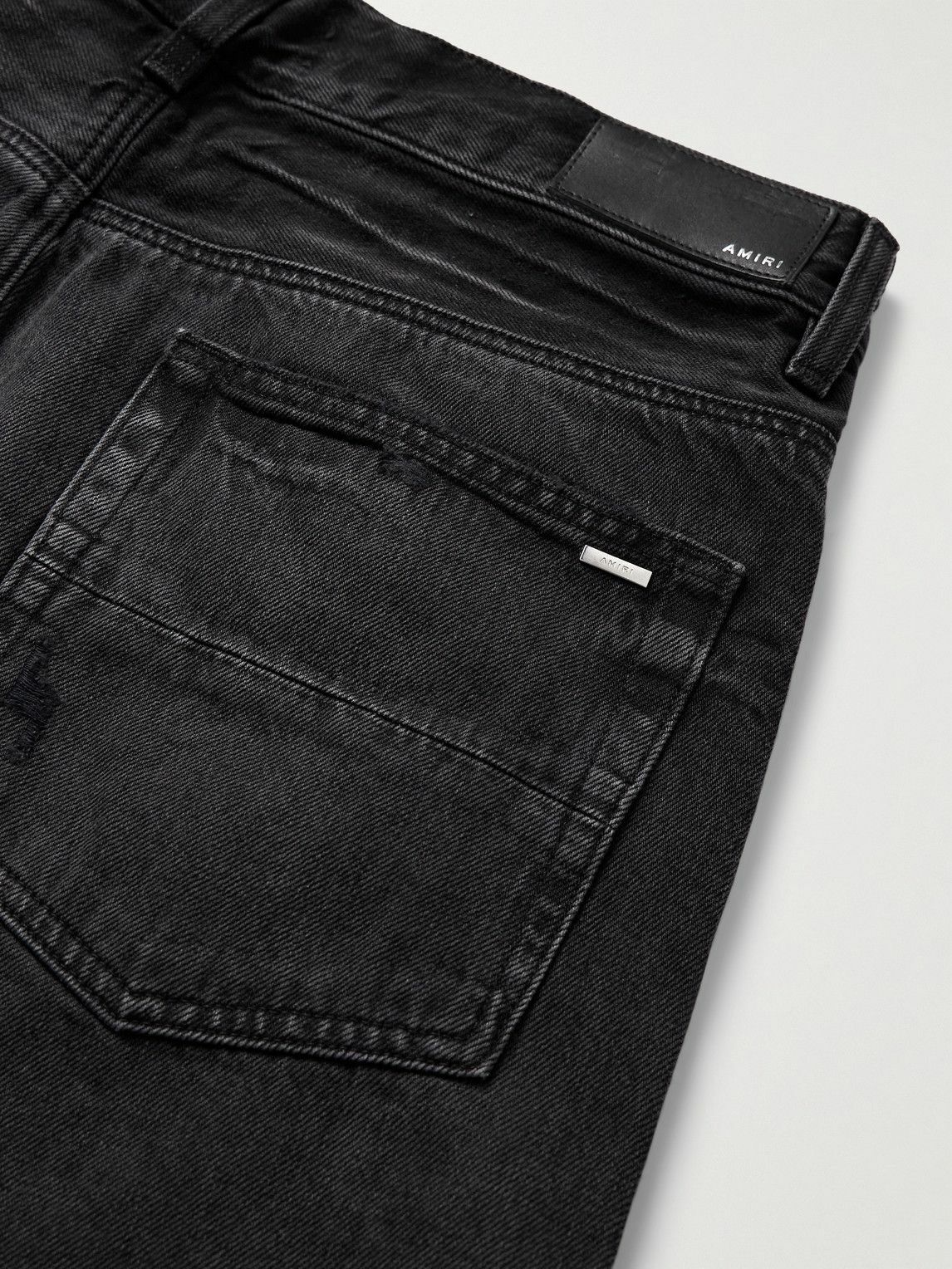 AMIRI - MX1 Straight-Leg Leather-Panelled Distressed Jeans - Black