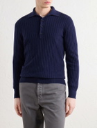 Brunello Cucinelli - Ribbed Cashmere Polo Shirt - Blue