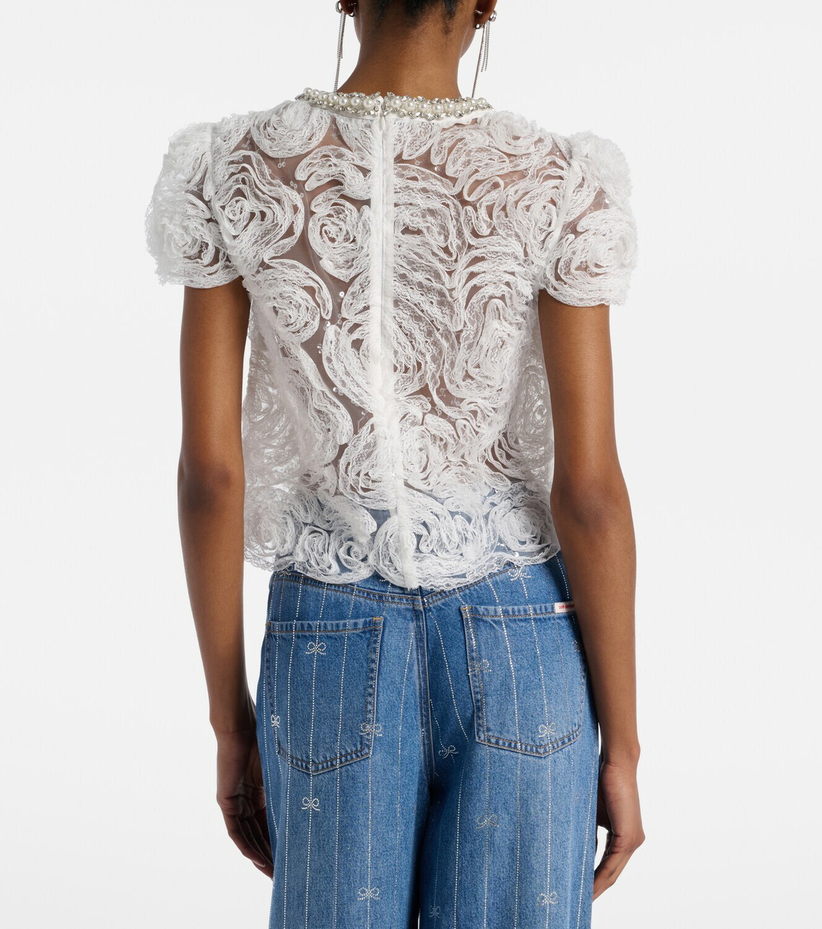Self-Portrait Tulle lace top