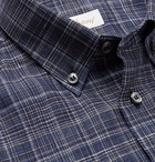 Brioni - Button-Down Collar Checked Linen Shirt - Men - Navy