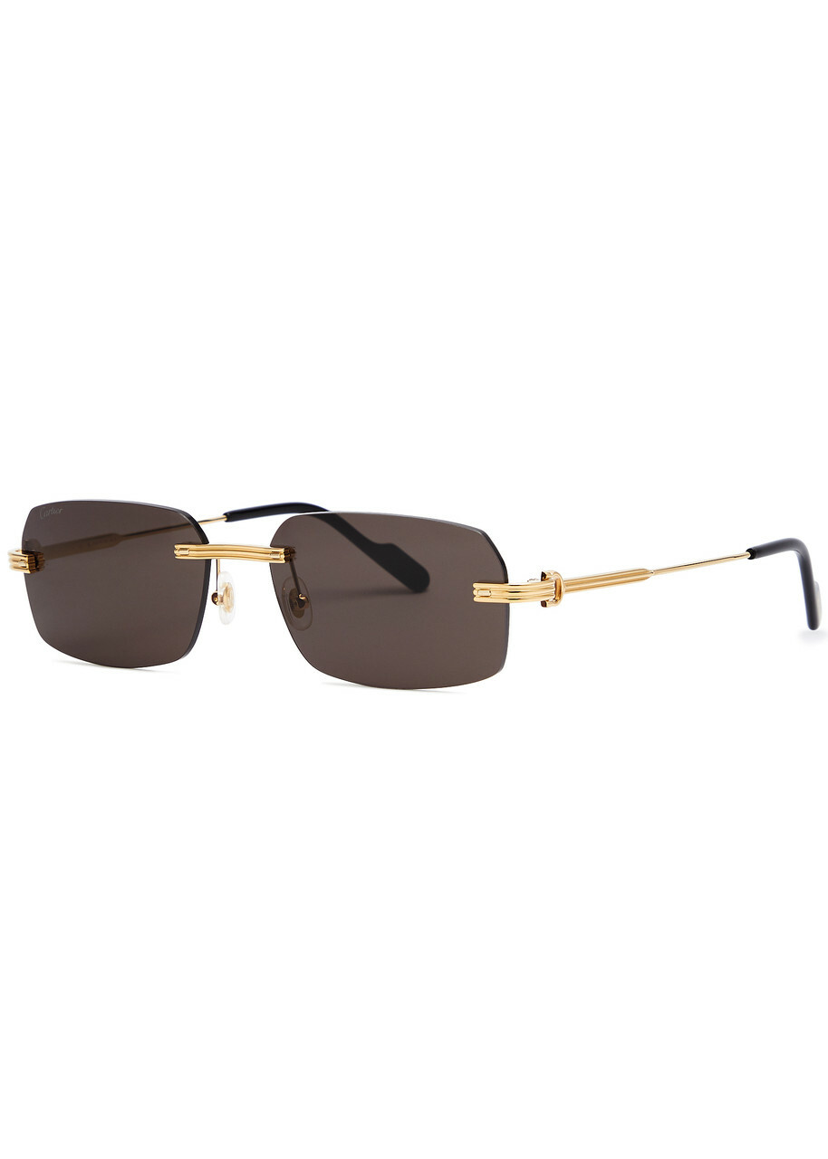 Cartier Rimless Rectangle-frame Sunglasses - Gold - One Size Cartier