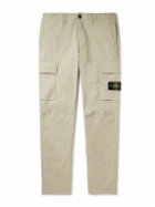 Stone Island - Straight-Leg Logo-Appliquéd Supima Cotton-Blend Cargo Trousers - Neutrals