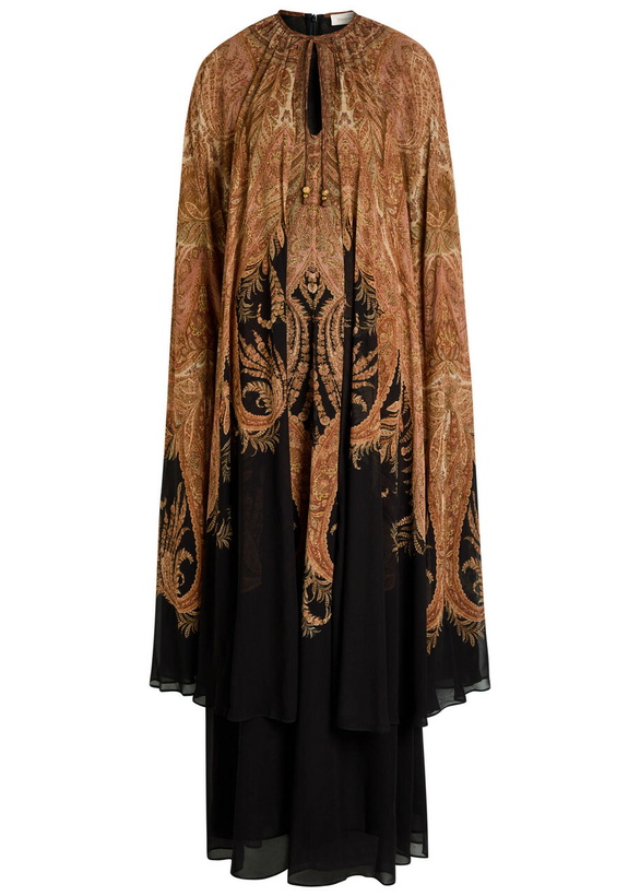 Photo: Zimmermann Hypnotic Cape-effect Chiffon Maxi Dress Multi Print