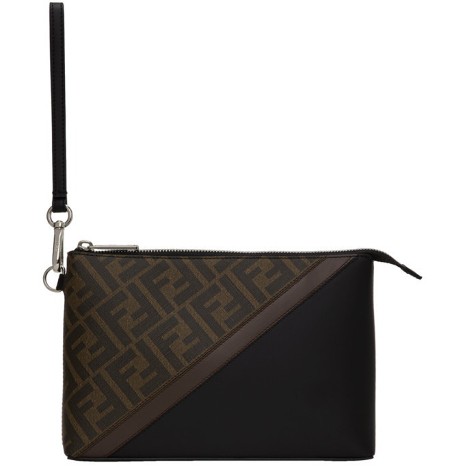 Photo: Fendi Brown Forever Fendi Stripe Mini Pouch