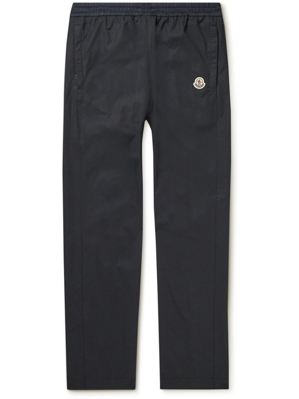 Photo: Moncler - Straight-Leg Logo-Print Cotton-Blend Shell Track Pants - Blue