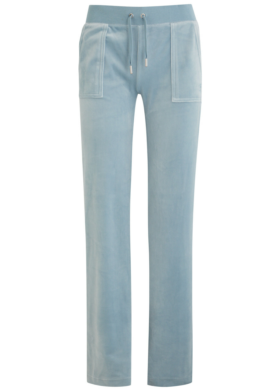 Juicy Couture Del Ray Logo-embroidered Velour Sweatpants Light Blue