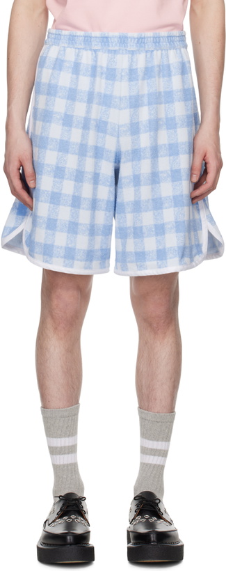Photo: Anna Sui SSENSE Exclusive Blue Gingham Terry Track Boxer Shorts