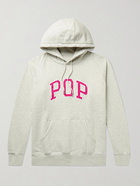 Pop Trading Company - Arch Logo-Appliquéd Fleece-Back Cotton-Jersey Hoodie - Gray