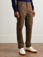 Purdey - Slim-Fit Straight-Leg Cotton-Blend Twill Trousers - Brown