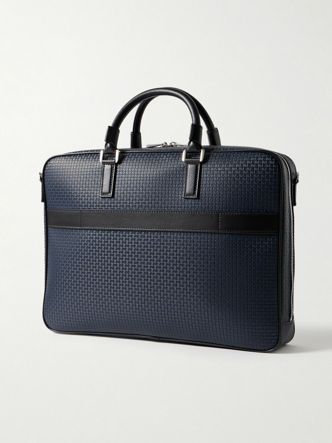 Serapian - Leather-Trimmed Logo-Embossed Stepan Coated-Canvas Briefcase