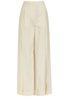 Emporio Armani Pleated Wide-leg Trousers Cream
