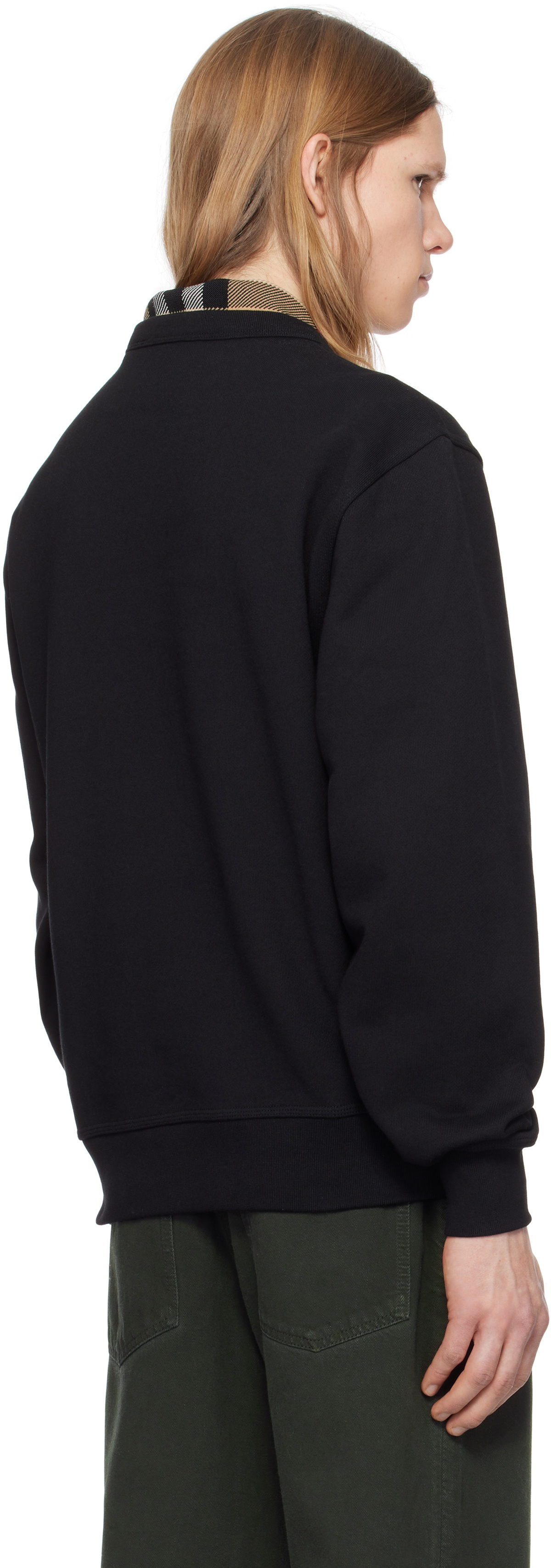 Burberry Black Check Label Cotton Sweatshirt