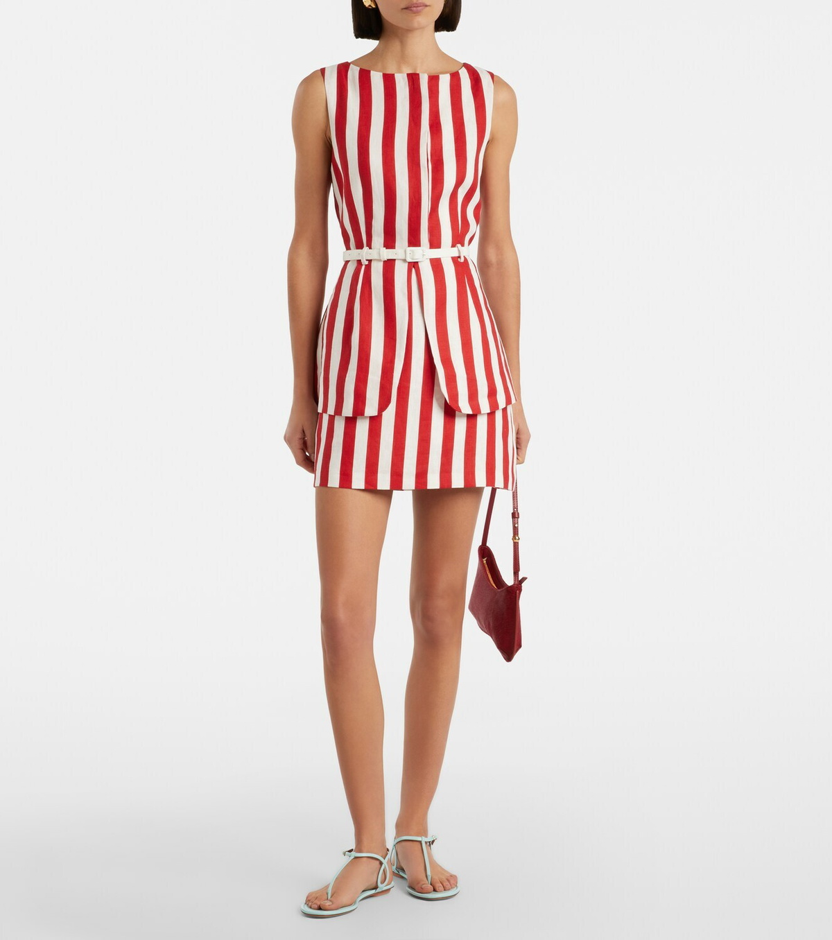 Posse Alice stripped linen miniskirt