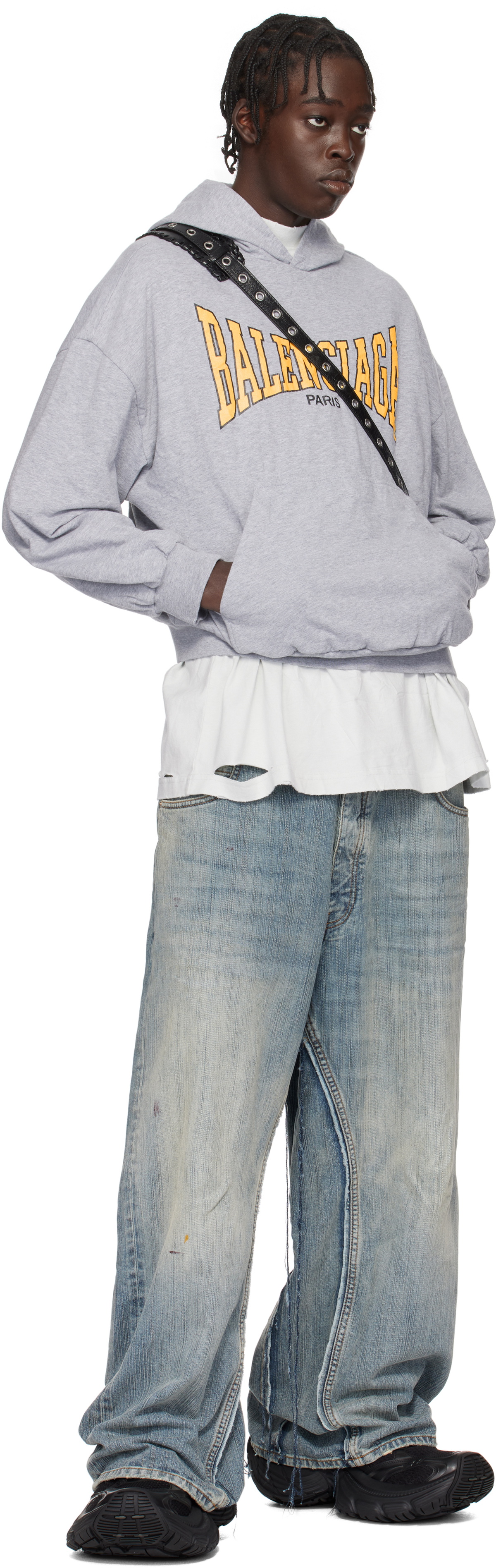 Balenciaga Gray 'Balenciaga Boxing' Lined Hoodie Balenciaga